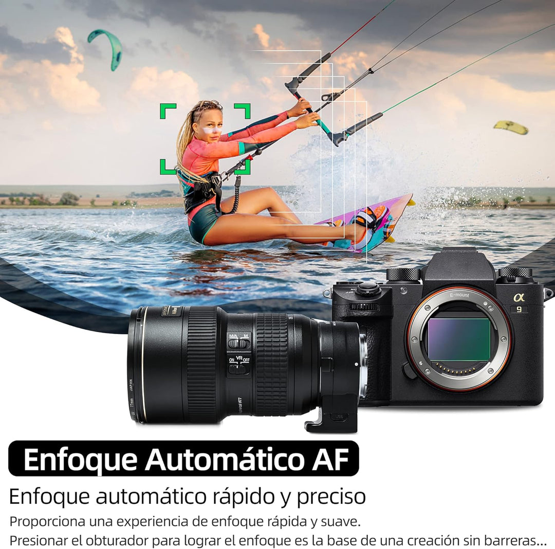 VILTROX NF-E1 Autofokus Objektivadapter,Objektiv Adapter Ring für Nikon F Bajonett Objektiv auf Sony