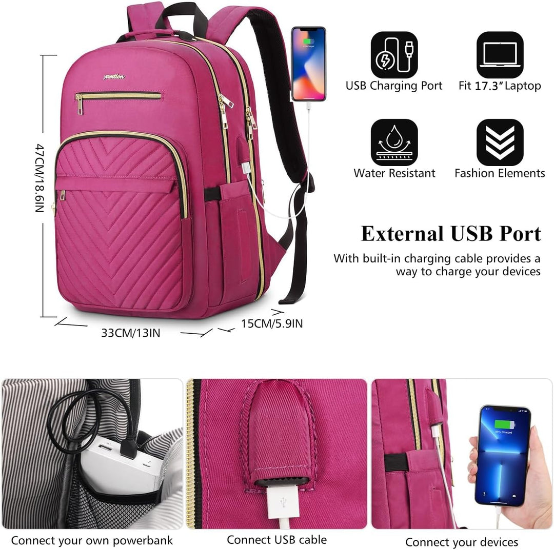 YAMTION Rucksack Damen,Schulrucksack Mädchen Teenager Schultasche Frauen 17.3 Zoll Laptop Rucksack m