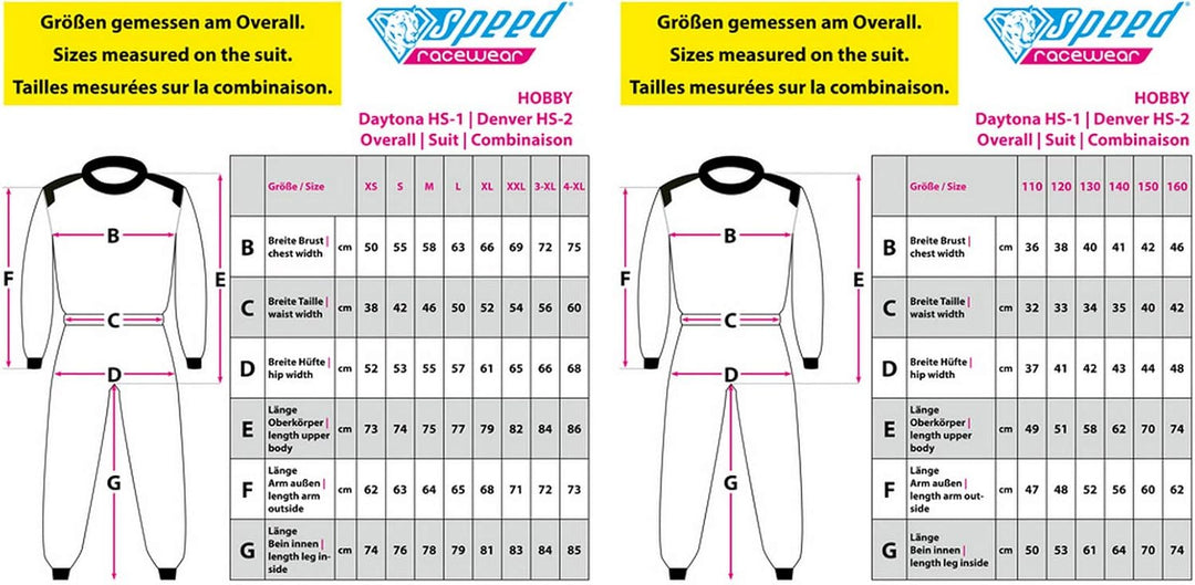 Speed Kartoverall Denver HS-2 Hobby Overall schwarz/Weiss XS