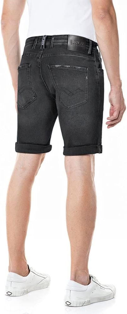 Replay Herren Jeans Shorts RBJ 901 Tapered-Fit Bio 29W Dark Grey 097, 29W Dark Grey 097