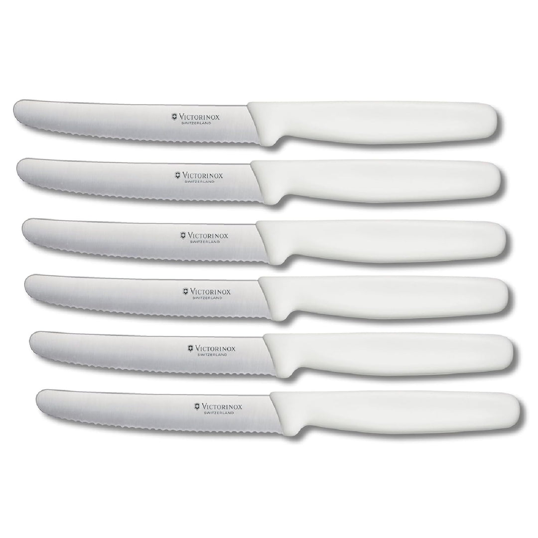 Victorinox 6 Stück Tafelmesser - Tomatenmesser Swiss Classic mit Wellenschliff rostfrei - Swiss Made
