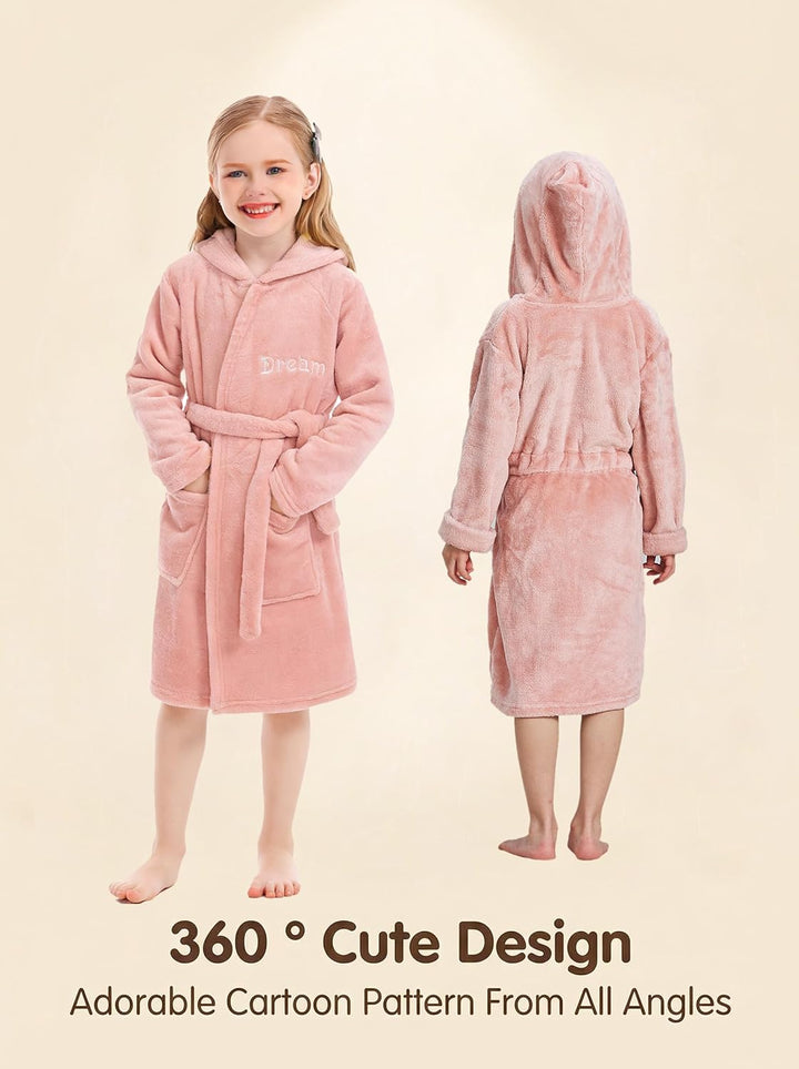 Unisex Baby Korallen Fleece mit Kapuze Morgenmantel Bademantel Jungen Mädchen Kleinkinder Pyjamas Na