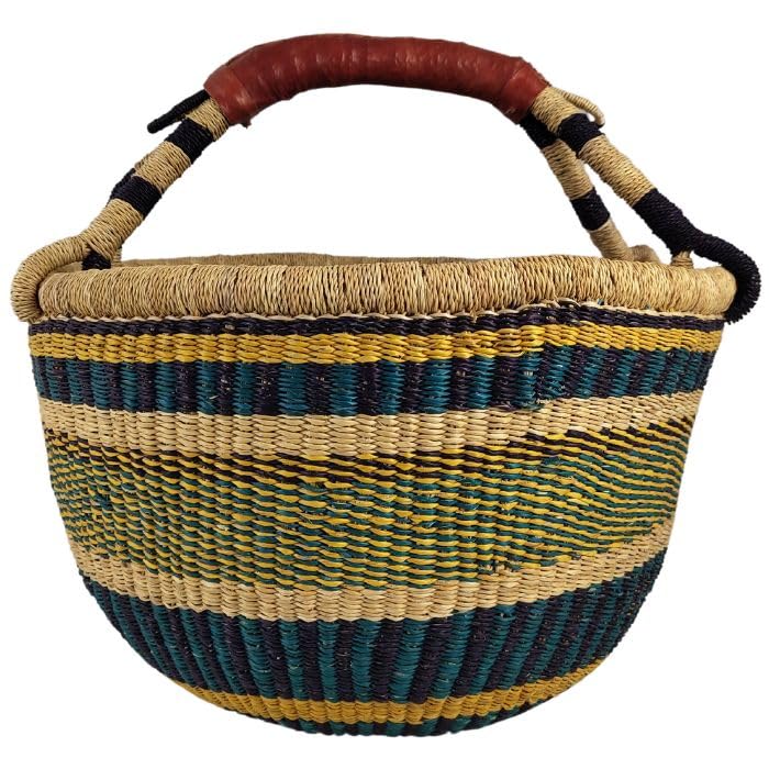 Bolga Korb Afrika - XXL - Das Original aus Ghana - Bunt - Fair Trade - Rund - Viele Farben - Afrikan