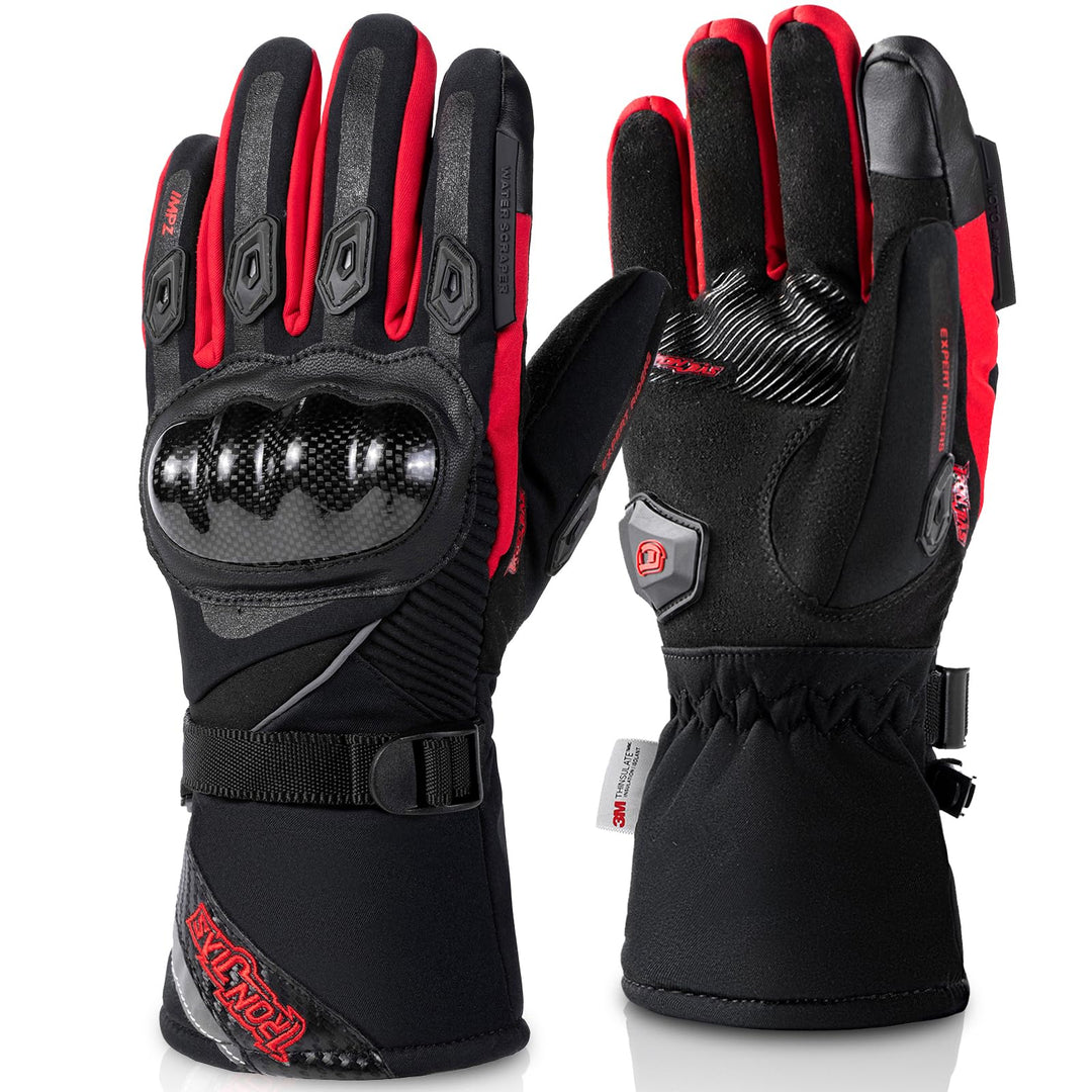 BORLENI Winter Motorradhandschuhe Herren, Motorrad Handschuhe Herr Warm Winterhandschuhe Wasserdicht