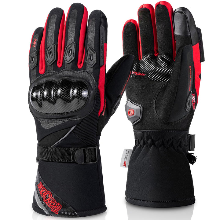 BORLENI Winter Motorradhandschuhe Herren, Motorrad Handschuhe Herr Warm Winterhandschuhe Wasserdicht
