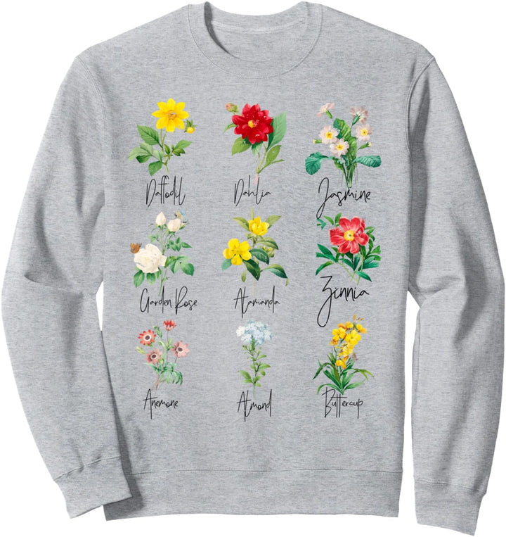 Vintage Botanical Beautiful Floral Flower Power Botanic 70s Sweatshirt