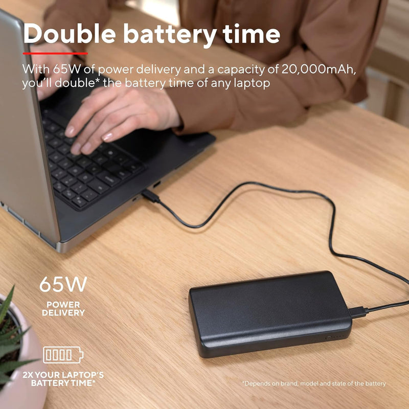 Trust Laro Powerbank 65W 20000mAh, Power Bank mit Schnellladefunktion, Power Delivery, Quick Charge