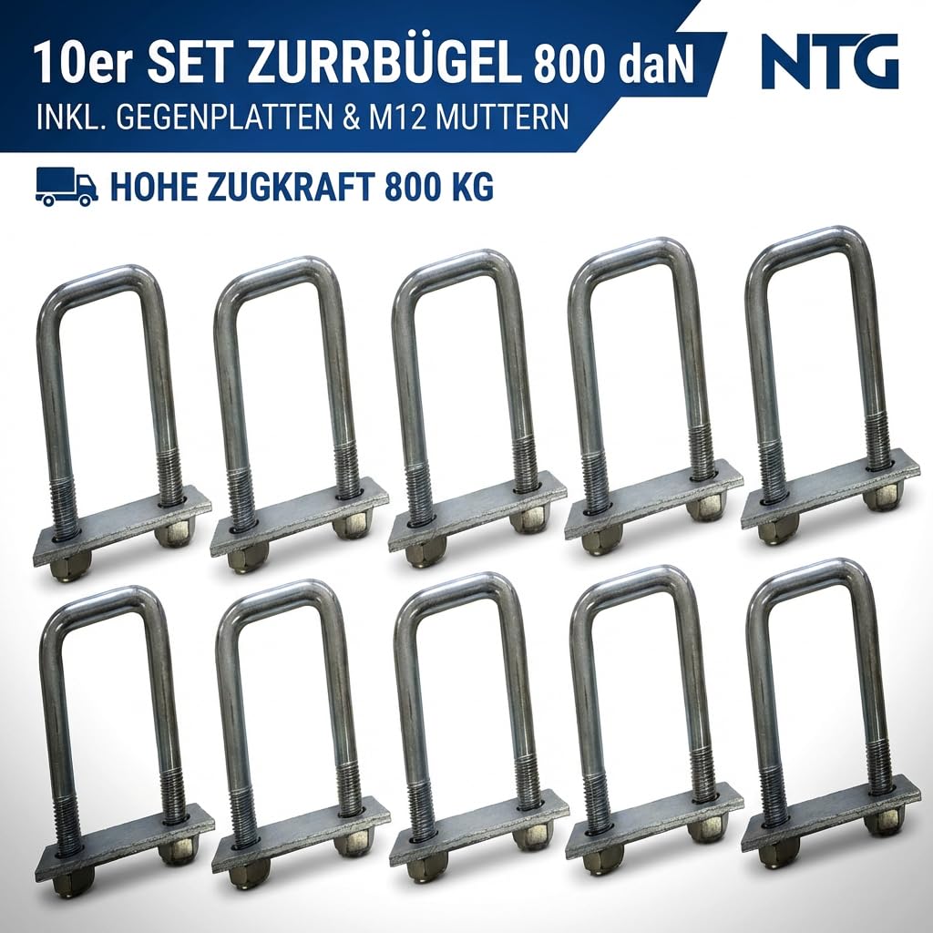 10 Stück | Zurrbügel 800 daN kg | Zurrösen | Ladungssicherung | U-Bügel | geeignet für PKW-Anhänger,