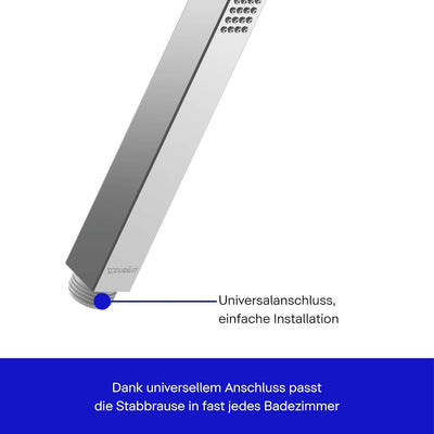 Duravit Universal Stabbrause, Duschkopf mit Strahlart Rain, Duschbrause eckig, Brausekopf reinigungs