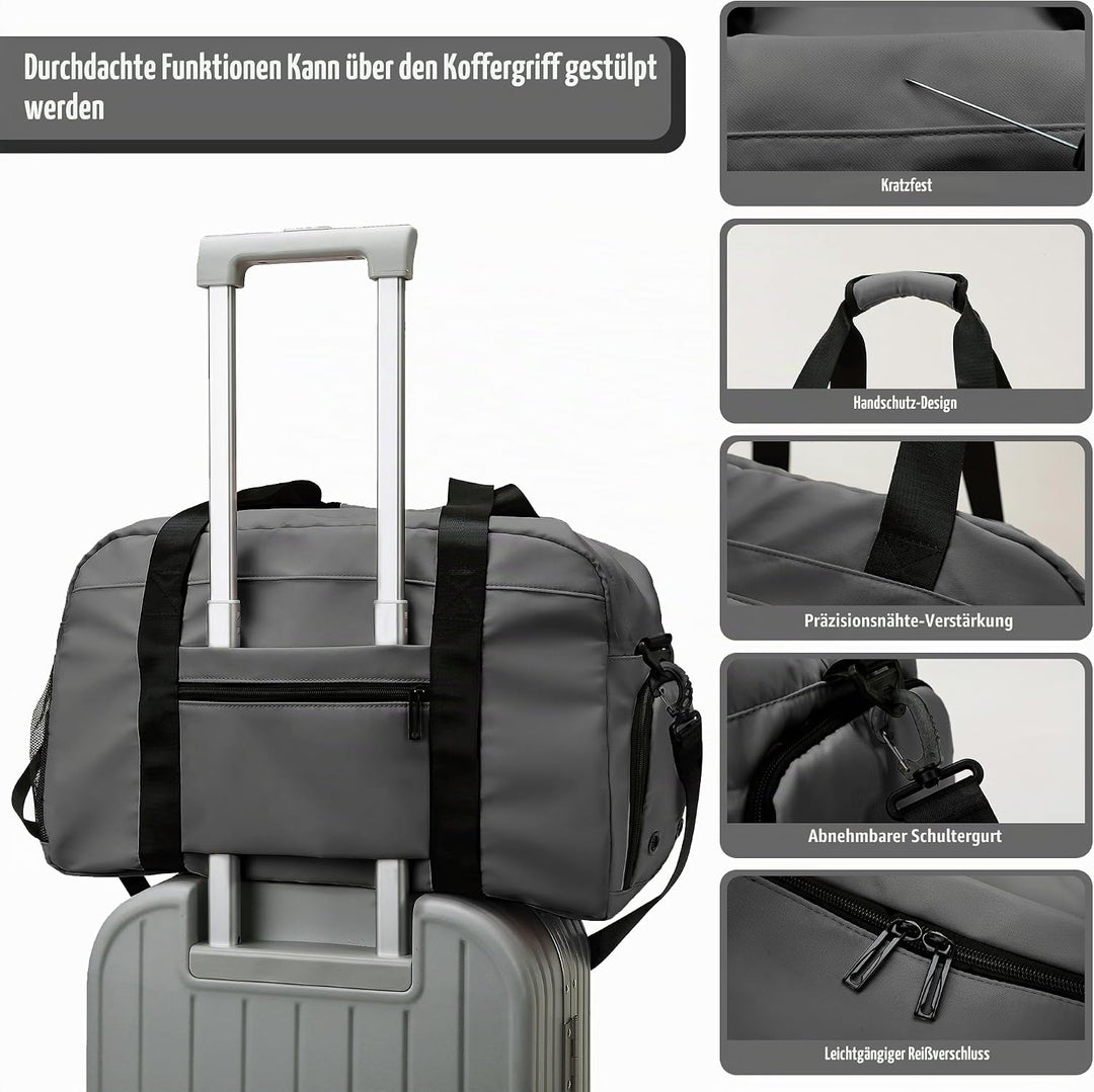 Sporttasche Damen Herren, Reisetasche mit Schuhfach, Trainingstasche mit Nassfach, wasserdichte Week