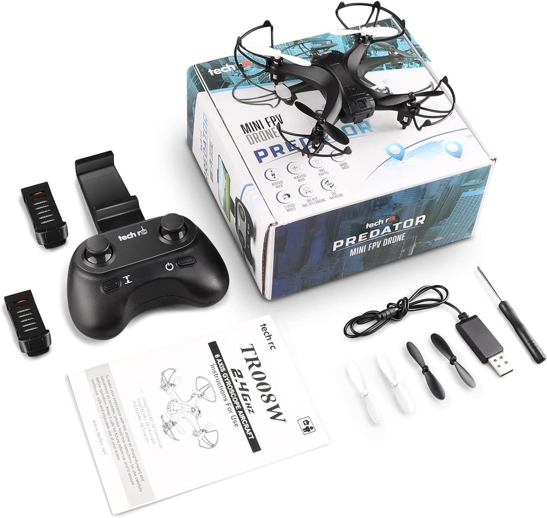 tech rc Mini Drohne mit HD Kamera FPV RC Drone mit 2 Akkus 2.4Ghz Ferngesteuerte Quadrocopter Anfäng