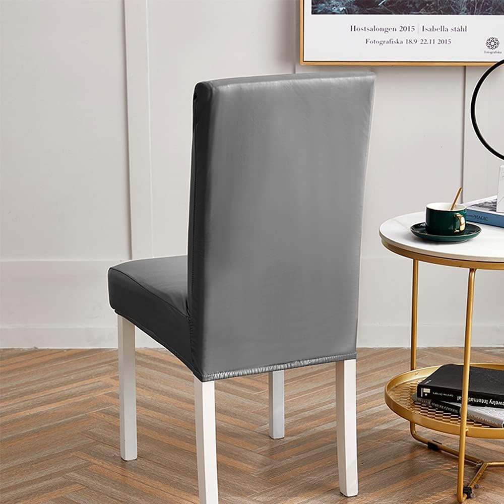 Stuhlhussen 6er/4er PU Leder Stuhlbezug wasserdichte Stretch Esszimmer Stuhlüberzug Stretch Stuhl Hu