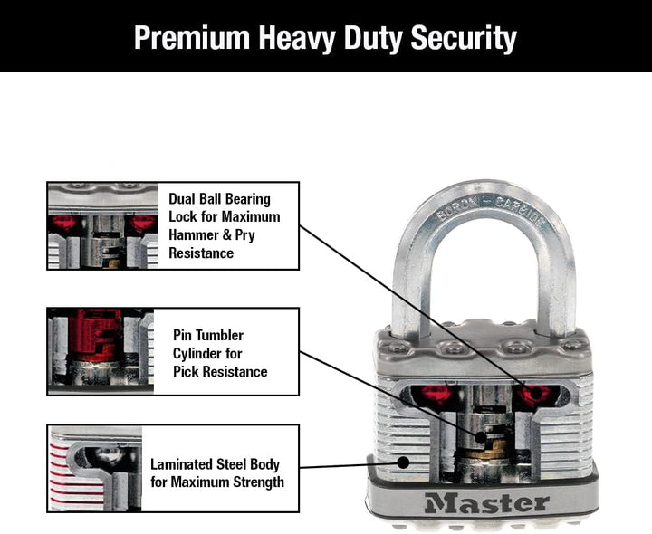 Master Lock M5XD Magnum Vorhängeschloss mit Schlüssel, 1 Stück 1 Pack, 1 Pack