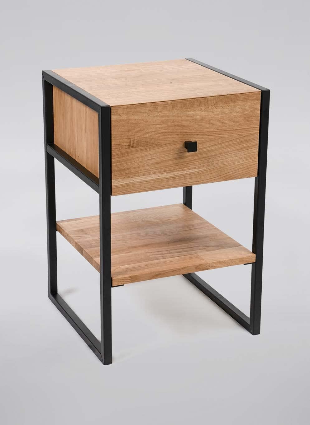 M2 Kollektion Bolzano1 Beistelltisch, Eiche, Holz Wildeiche, Metall Schwarz, 40x60x40