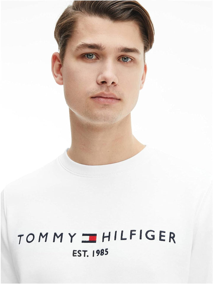 Tommy Hilfiger Herren Sweatshirt Tommy Logo ohne Kapuze S Weiss (White), S Weiss (White)
