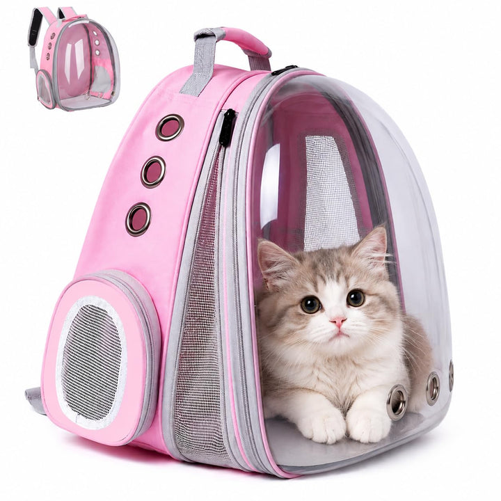 Erweiterbar Katzenrucksack Hunderucksack, Vorderrucksack für Katzen und Kleine Hunde, mit transparen