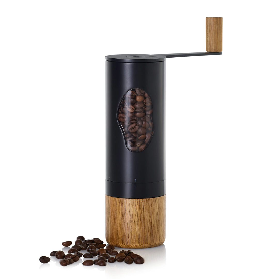 AdHoc MC03 Kaffeemühle Mrs. Bean, CeraCutXL® Keramik Mahlwerk, Edelstahl schwarz|Akazienholz|Acryl E