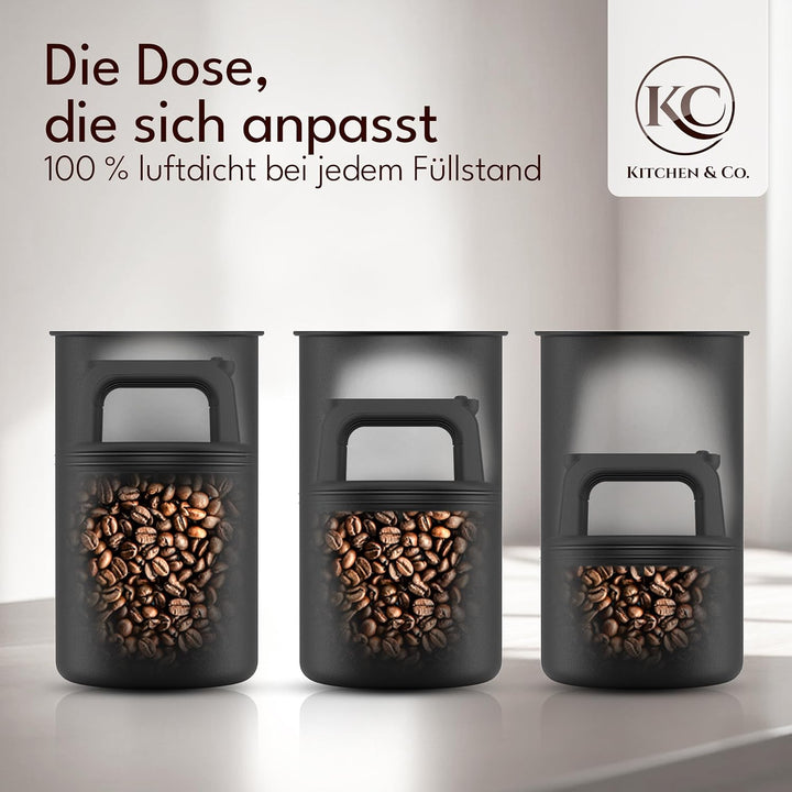 KC Kitchen & Co. Kaffeedose luftdicht für 500 g Kaffeebohnen – Edelstahl Vorratsdose mit Vakuumdecke
