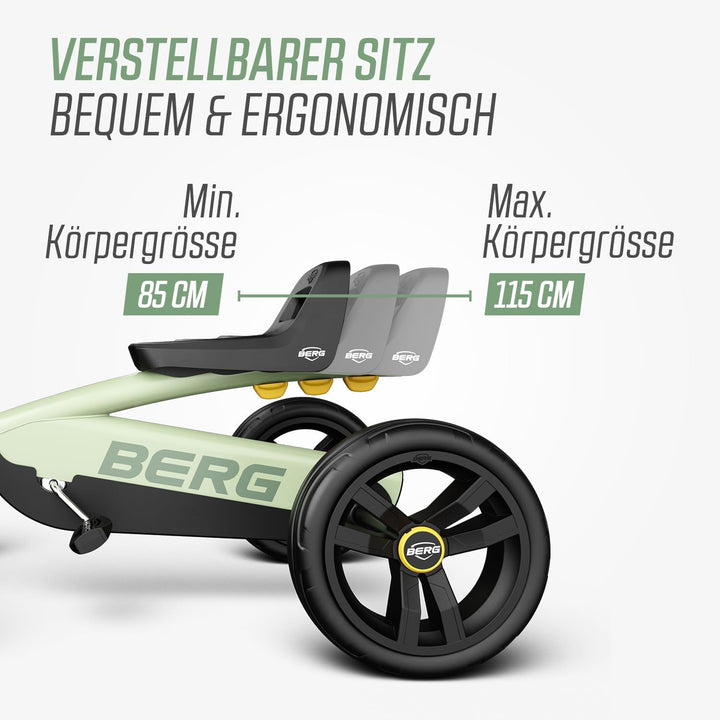 BERG Buzzy Grün Go-Kart für Kinder ab 2 Jahren, grünes Tretfahrzeug Kettcar, Kindergokart Tretauto m