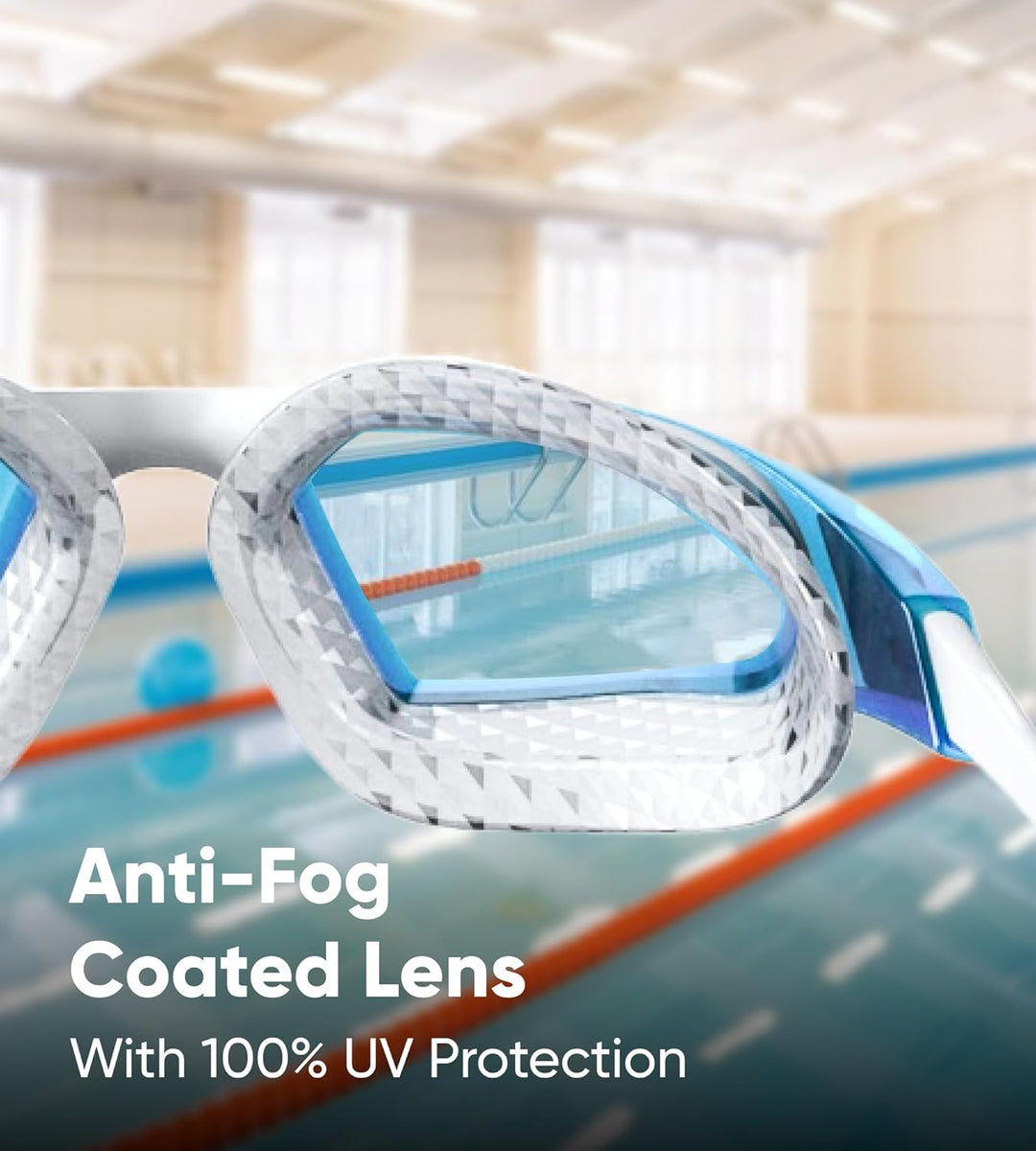 Speedo Unisex Aquapulse Pro Swimming Goggles | Anti-Fog | Anti-Mist | Anti-Leak, White/Clear/Purple