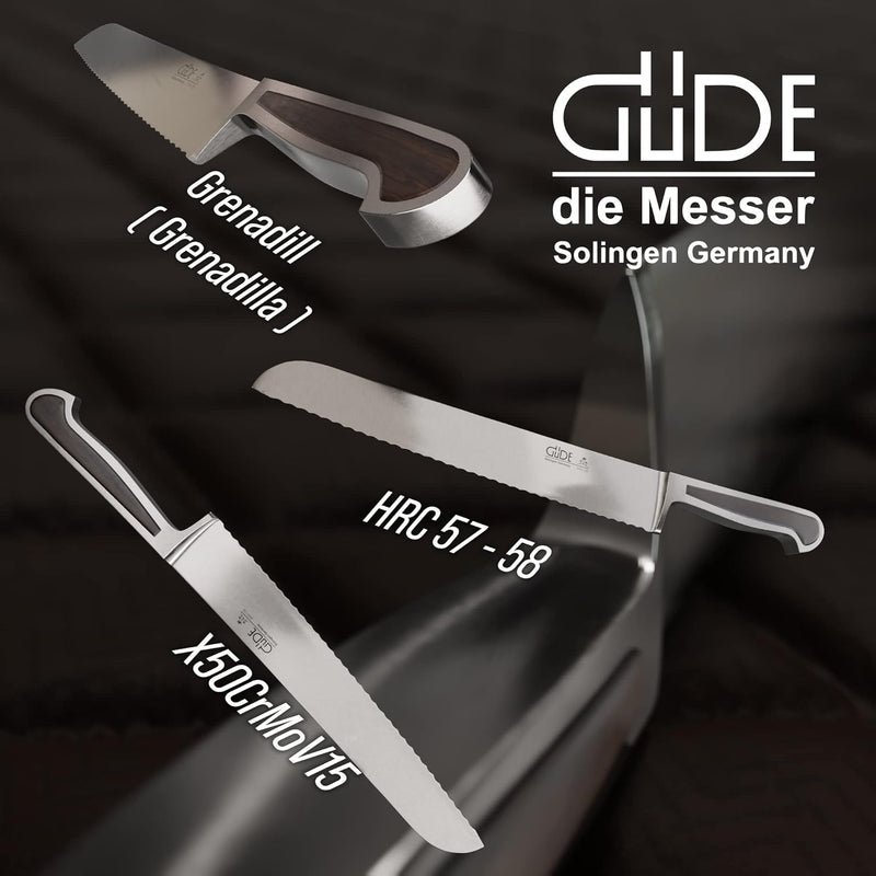 GÜDE Solingen - Brotmesser geschmiedet, 26 cm, Grenadill, DELTA, Handmade Germany, Braun