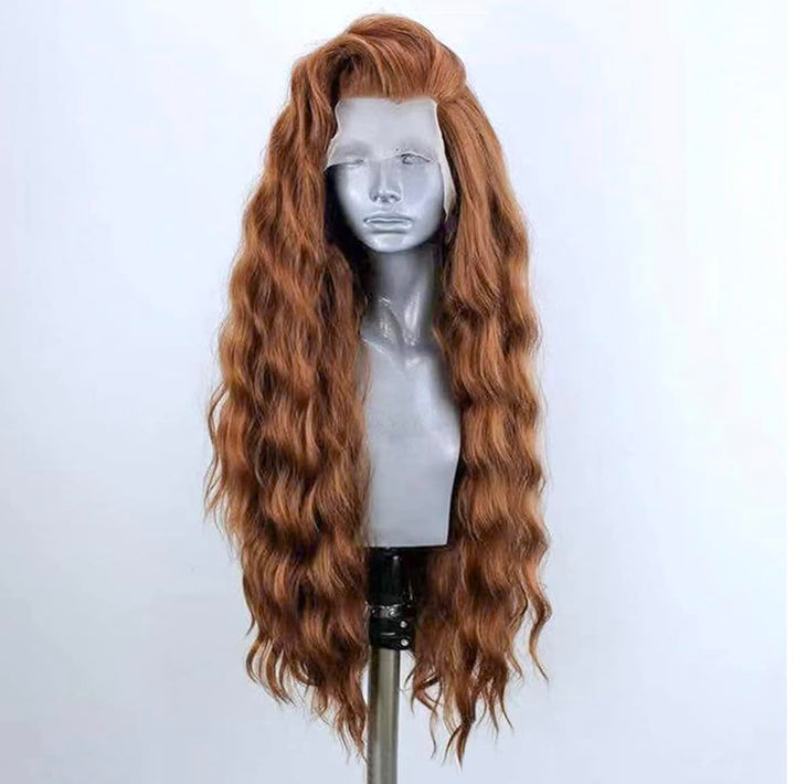 PORSMEER Auburn Braun Lace Front Perücke Lang Lockige Gewellte Perücke für Damen 13x4 Lace Front Glu