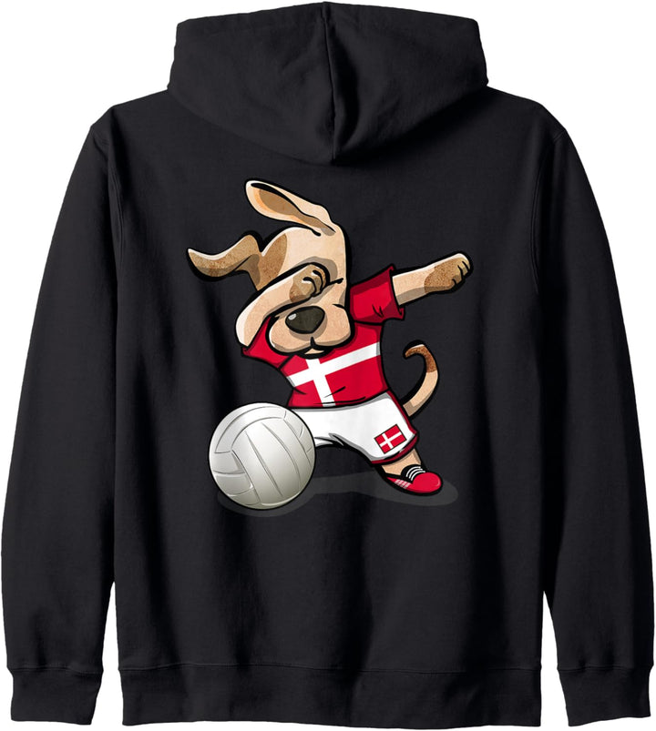 Lustiger Tupfender Hund Dänemark Volleyball Dänische Flagge Kapuzenjacke