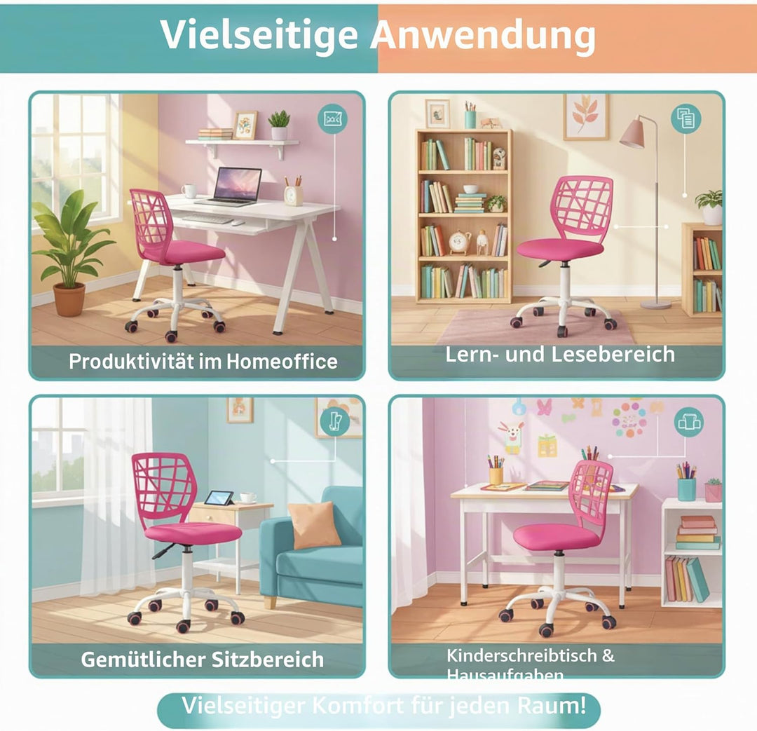 FurnitureR Bürostuhl Schreibtischstuhl Höhenverstellbar Stoffsitz Ergonomischer Arbeitsstuhl ohne Ar