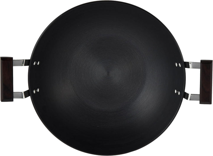 Futura Hard eloxiert deep-fry Pan (Kadhai) mit Stahl Deckel und flacher Boden 5 L, 5 L