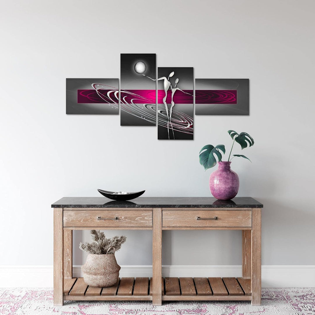 Runa Art Bild Modern Abstrakt Figuren - Made in Germany - Wandbilder Liebespaar Pink Grau 4 Teilig 3