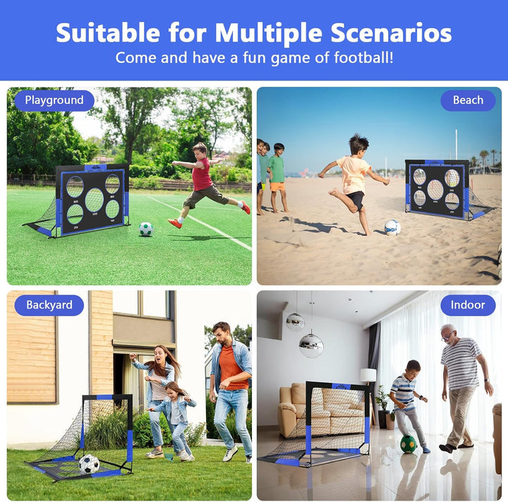 MoKo Fussballtore für den Garten, 150×120 cm Grosses Pop-up-Tornetz mit Zieltafel, Tragbare Fussball