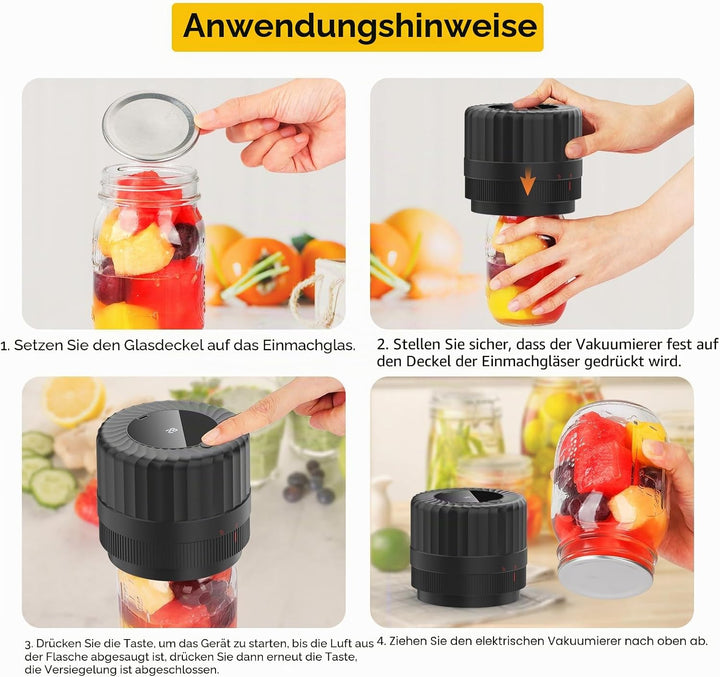 Elektrisches Einmachglas-Vakuumiergerät Kit für breite und normale Öffnung, HUIJUTCHEN kabelloses Ei