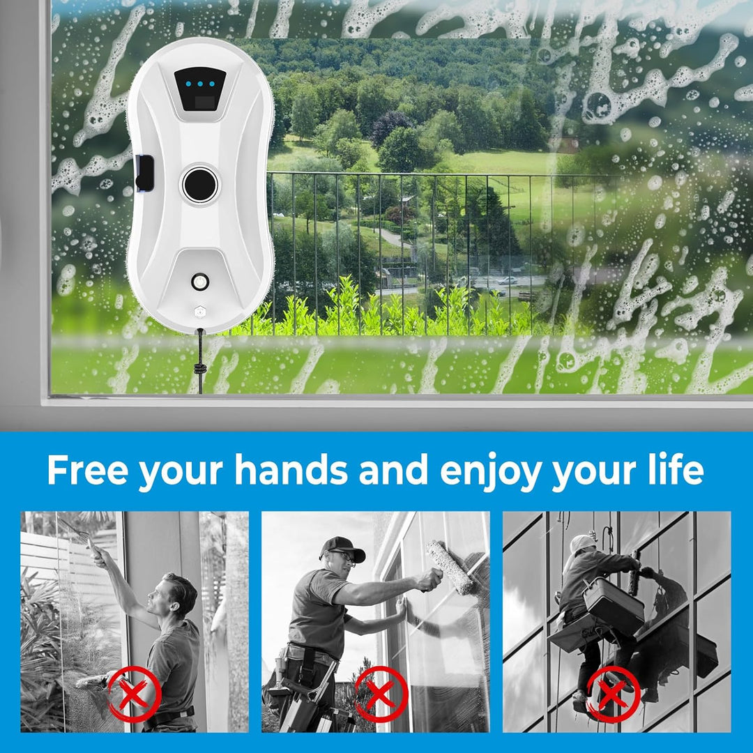 Fensterputzroboter mit Sprühfunktion, 5600Pa Fensterreiniger Roboter Automatischer, Elektrischer Fen