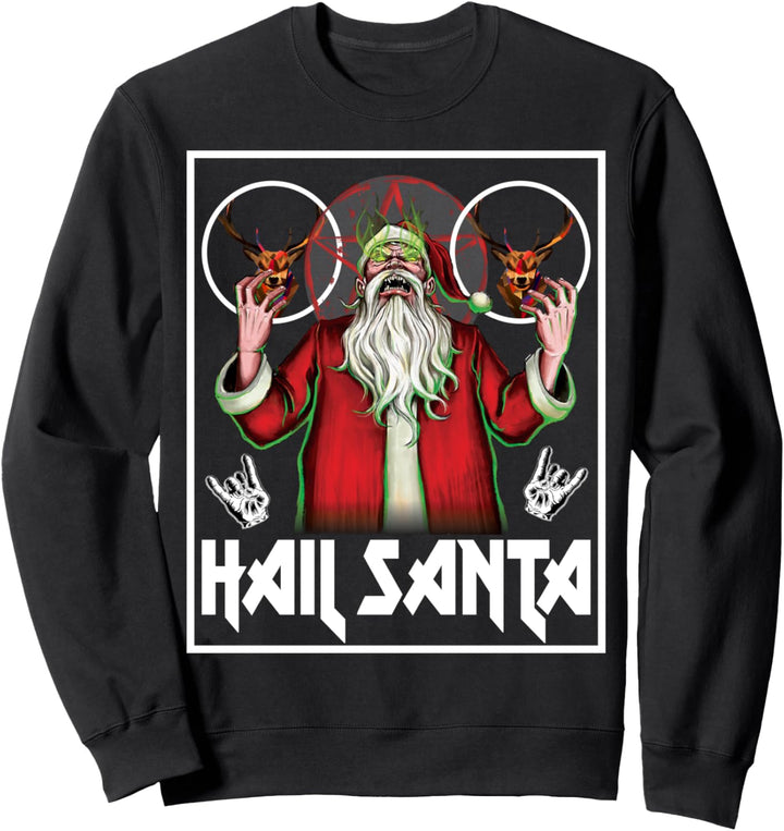Hail Santa Schlitten Heavy Metal Ugly Christmas Sweatshirt