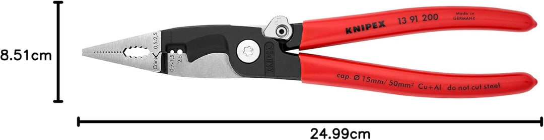 Knipex Elektro-Installationszange schwarz atramentiert, mit Kunststoff überzogen 200 mm 13 91 200