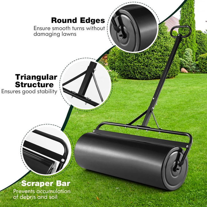 SOARS Rasenwalze befüllbar 48L, Ø32cm Handwalze, Rasenroller mit U-Griff & abnehmbarem Ablassstopfen