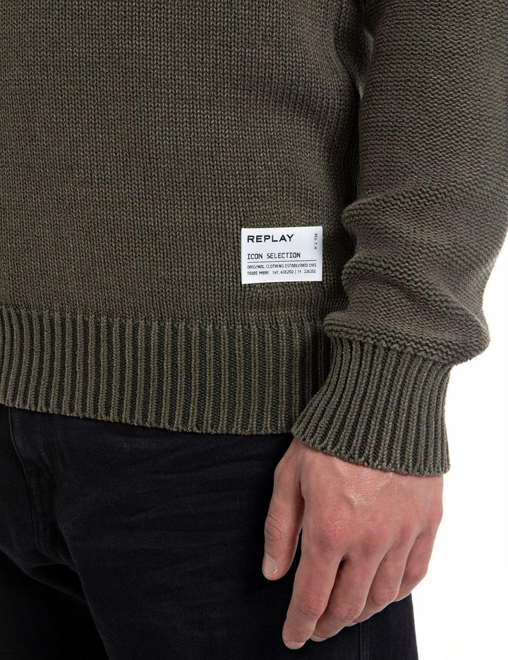 Replay Herren Pullover aus Baumwolle M Green Mud 212, M Green Mud 212