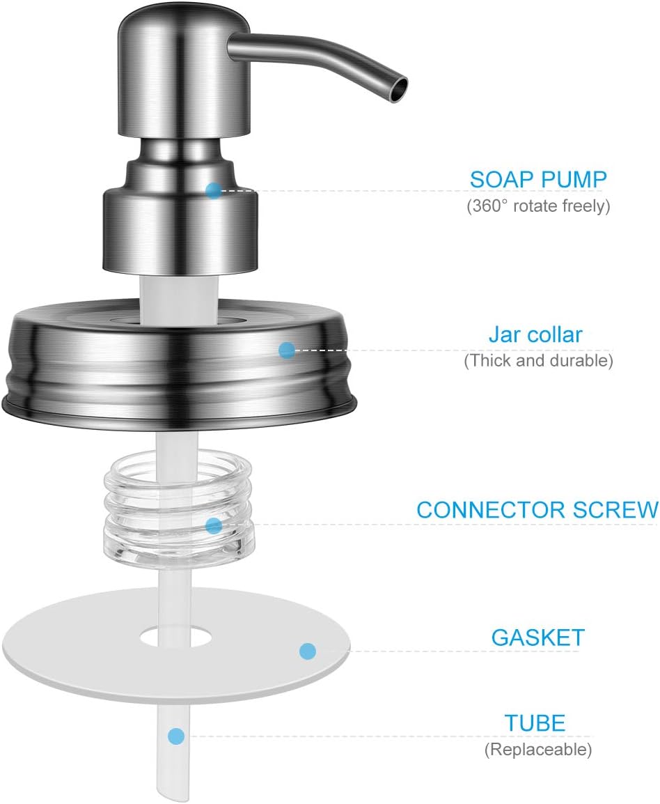 TOPBATHY Seifenspender mit Edelstahlpumpe Glas Flüssigseifen-Spender für Küche Badezimmer Shampoo Öl