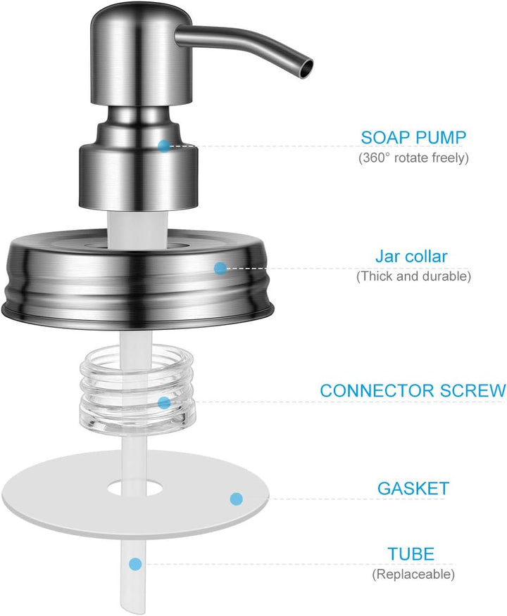 TOPBATHY Seifenspender mit Edelstahlpumpe Glas Flüssigseifen-Spender für Küche Badezimmer Shampoo Öl