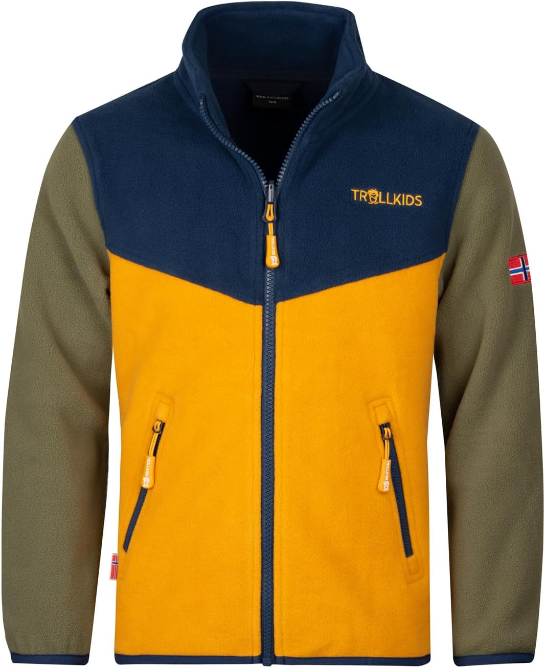 Trollkids Kinder Bryggen wasserdichte winddichte 3in1 Jacke 98 Moosgrün/Goldgelb/Blau, 98 Moosgrün/G