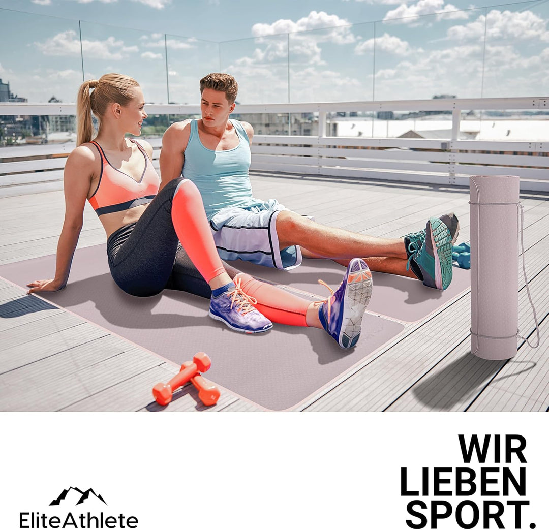 EliteAthlete Yogamatte - Sportmatte - Fitnessmatte - Gymnastikmatte gepolstert &amp; rutschfest für Fitn