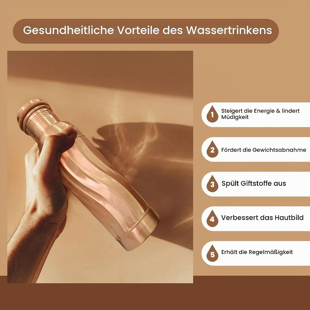 Copper Water Bottle A Leak Proof Ayurvedic Pure Copper Vessel 950 ml Design 17, 950 ml Design 17