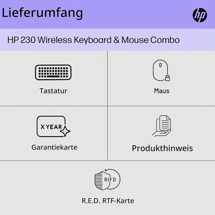 HP 230 Tastatur- und Maus-Set für Omen 25L von HP, HP 14, 15, 17, Chromebook 14, Chromebook x360, Pa