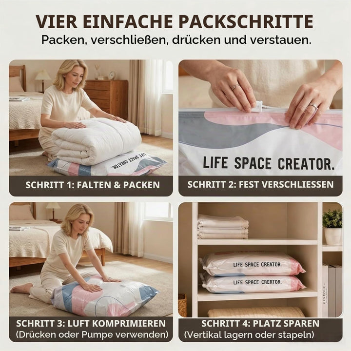 2 Stück No‑Pump Vacuum Storage Bags, 2026 Neu Vakuumbeutel Ohne Pumpe, Wiederverwendbar Kompressions