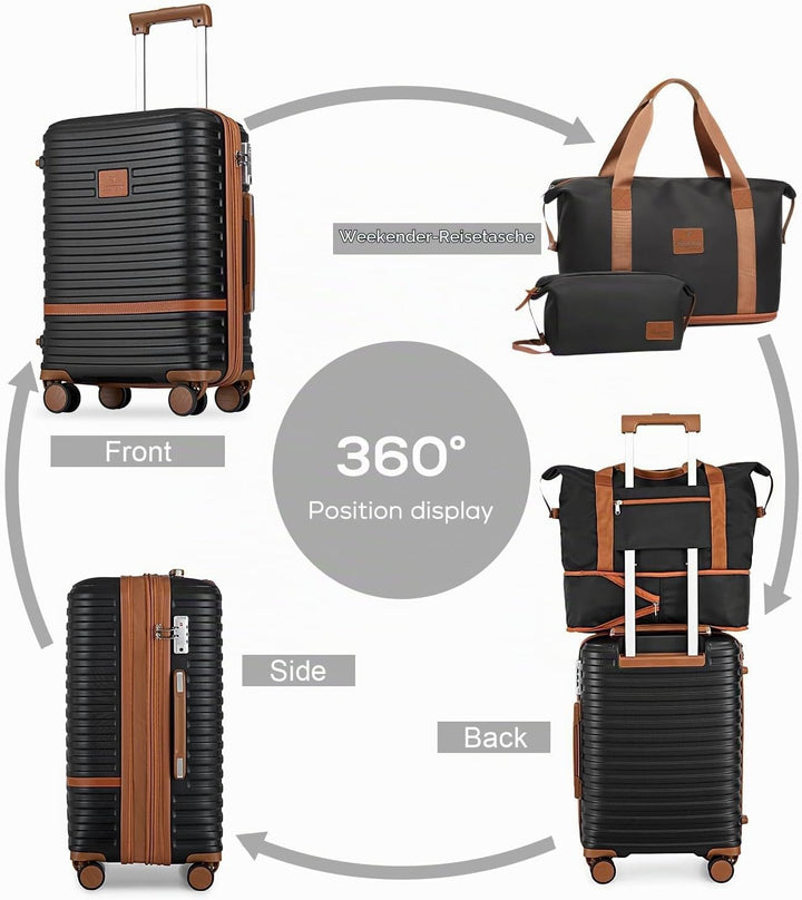 Joyway Koffer Reisekoffer von ABS Hartschalen Erweiterbar Trolley Kofferset mit TSA Schloss und 4 Ro