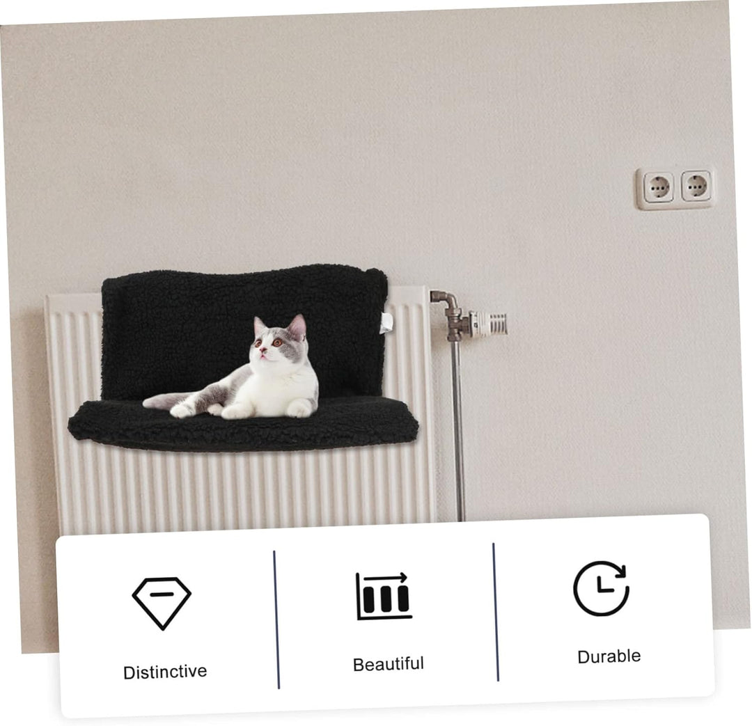 Toyvian Hängendes Heizkörperbett für Katzen Schwarzes Vlies Haustierbett mit Eisenrahmen für Winter