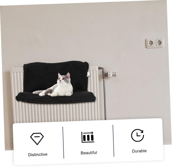 Toyvian Hängendes Heizkörperbett für Katzen Schwarzes Vlies Haustierbett mit Eisenrahmen für Winter
