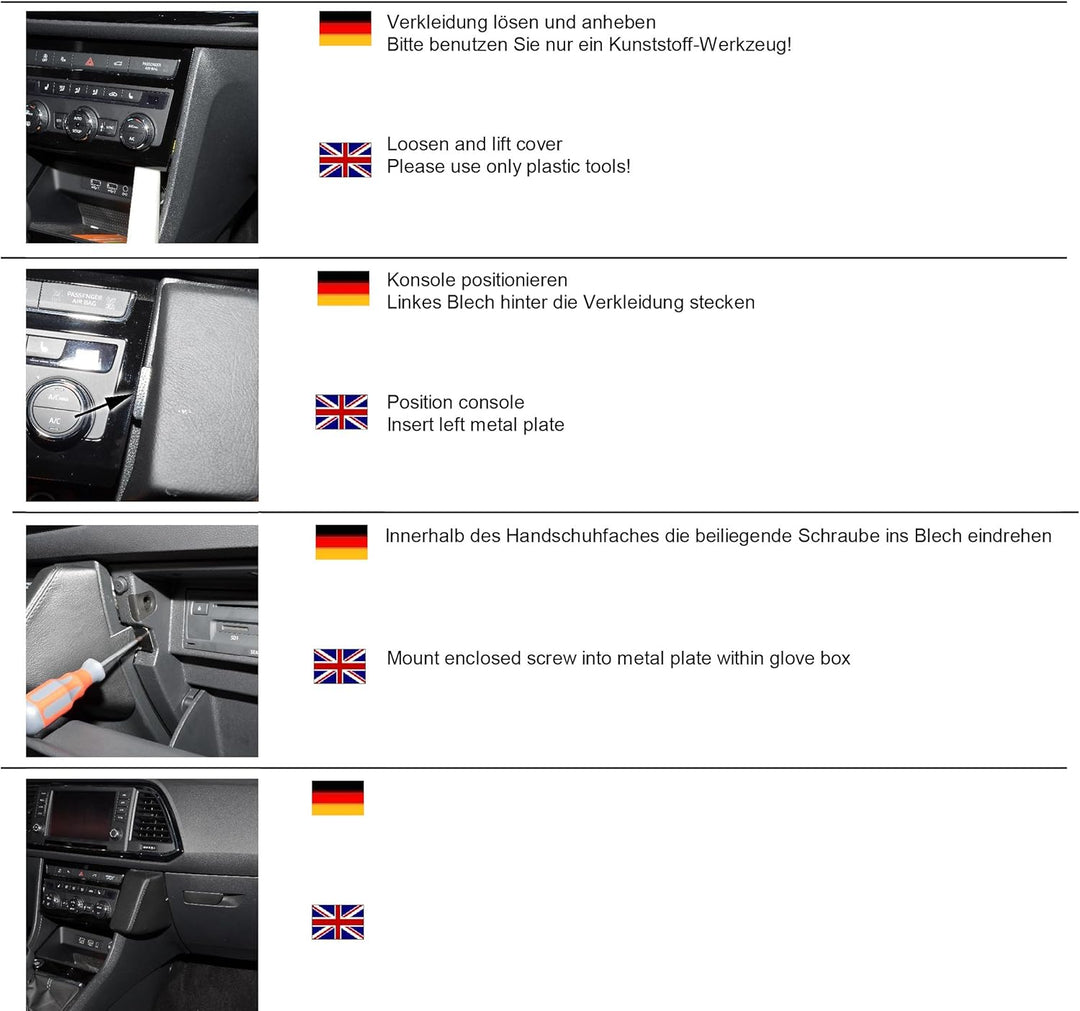 KUDA 2415 Halterung Kunstleder schwarz für Seat Ateca ab 2016, 2415