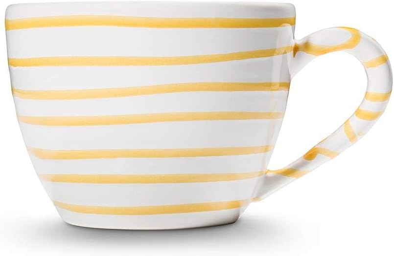 GMUNDNER KERAMIK Teetasse Maxima Füllmenge : 0.4 Liter Gelbgeflammt Geschirr, handgemacht in Österre