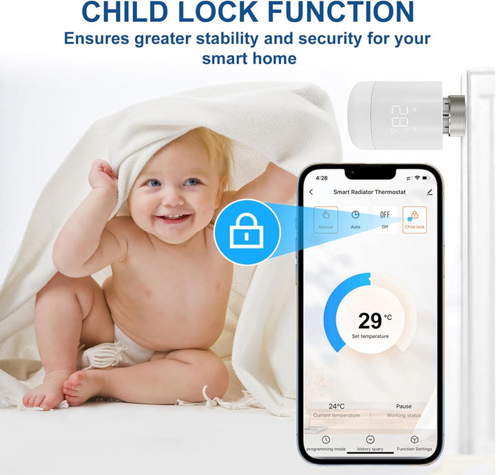 Flintronic Heizkörperthermostat, Zigbee Thermostat Heizung mit LED-Display, Programmierbar Heizungst